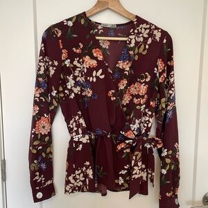 Floral wrap effect blouse